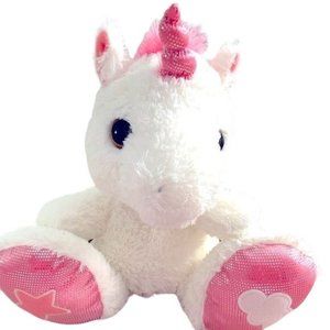 Plush Unicorn White Pink Star Cloud NWOT 13 inches Sitting